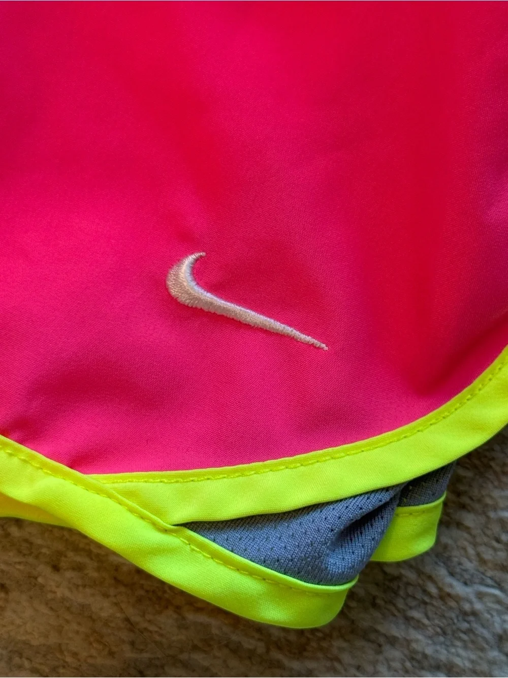 Nike Hot Pink Running Shorts with Neon Yellow Trim